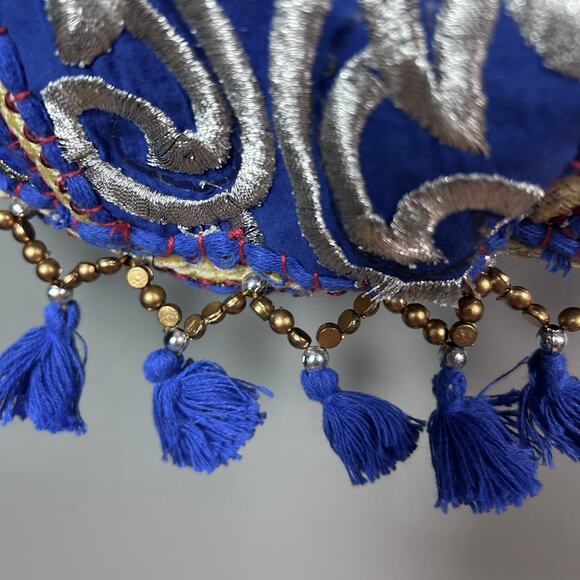 Boho Cross body Bag Tote Blue Colbalt India tassels beaded festival hippie - Picture 6 of 8